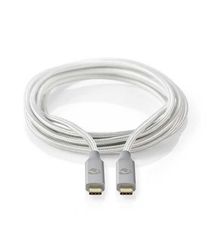 Cablu Usb 32 Gen2x2 Type C Tata Tata 20gbps 1m 100w 5a Argintiu Nedis
