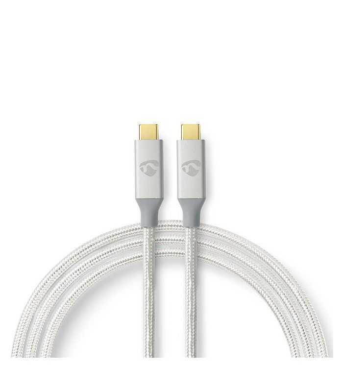 Cablu Usb 32 Gen2x2 Type C Tata Tata 2m 20gbps 100w 5a Argintiu Nedis