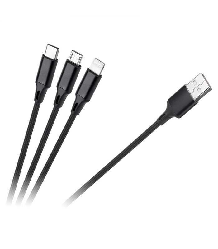 Cablu Usb 3in1 1m Lighning Iphone Type C Si Micro Usb Rebel Rb 6005 100 B