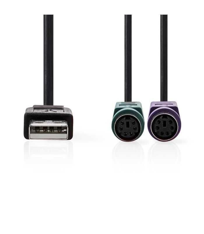 Cablu Usb A Tata 2x Ps 2 Mama Tastatura Mouse Nedis 03m Negru Ccgb60830bk03