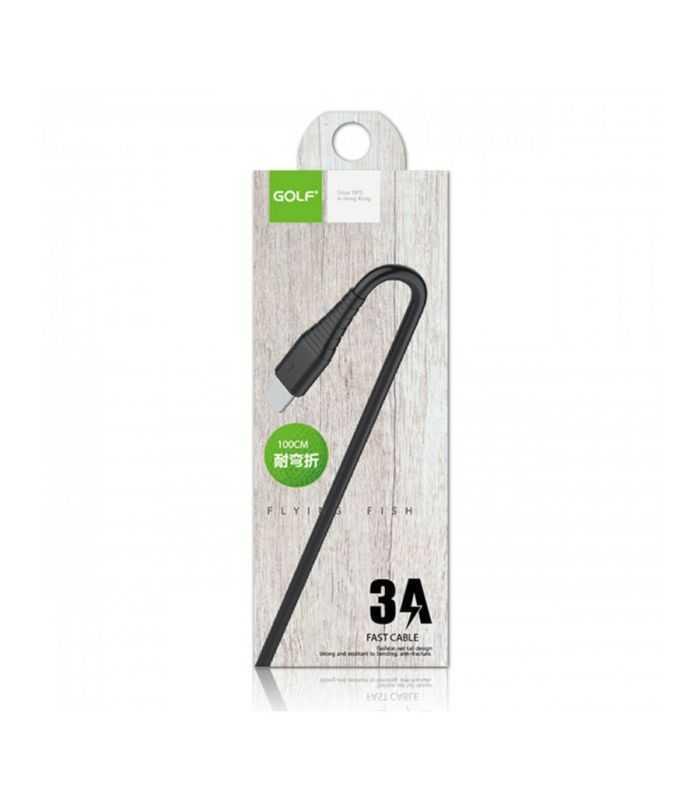 cablu usb la micro usb golf flying fish fast cable 3a negru 1m gc 64m 1