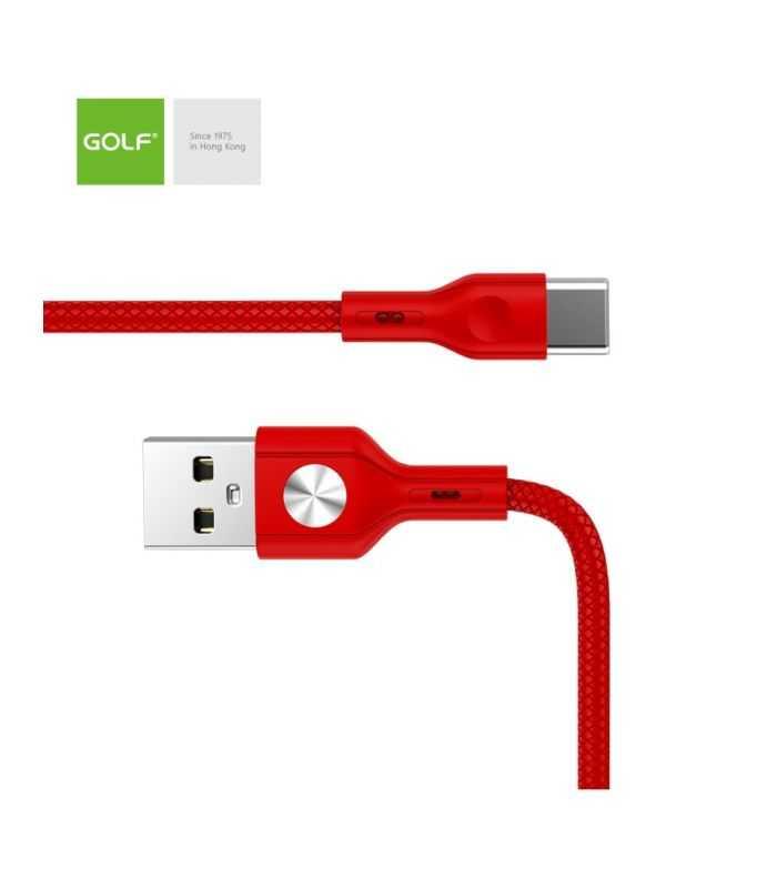 cablu usb la usb type c golf cd leather 3a rosu 1m gc 60t 1