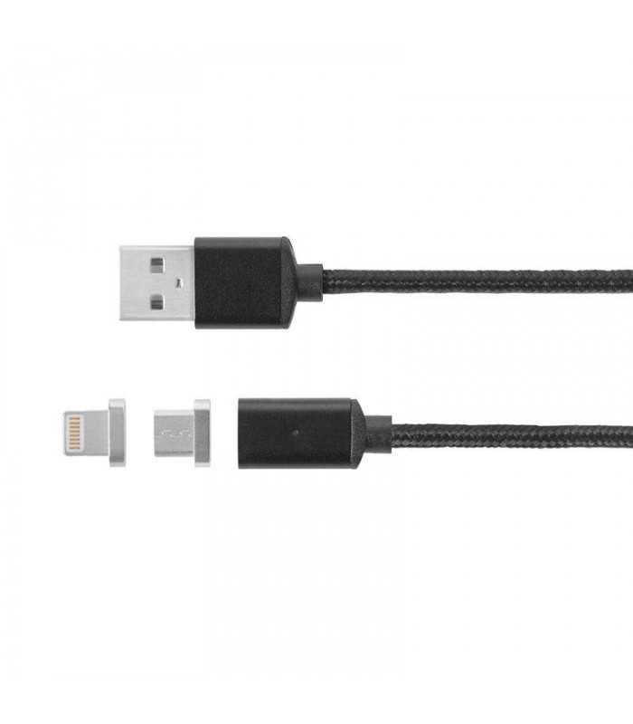 cablu usb magnetic micro usb lightning 1m negru krugermatz 2