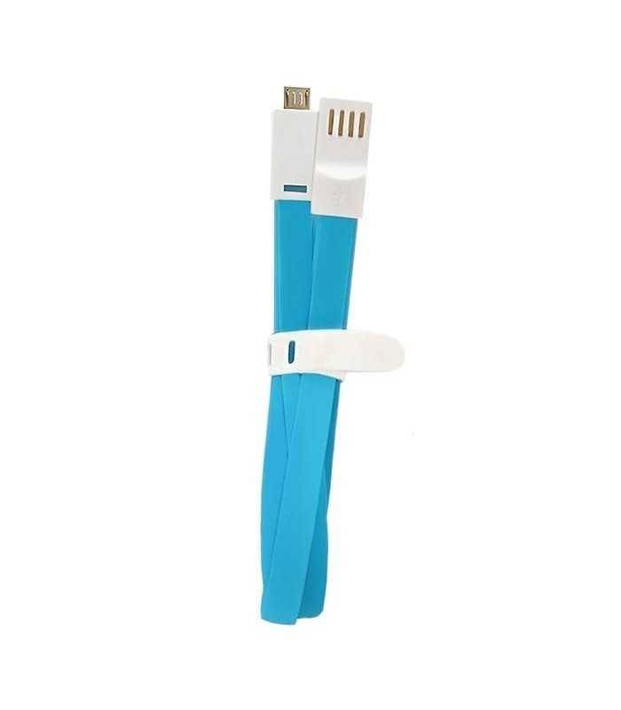 cablu usb micro usb 1m aurit cablu plat albastru qoltec 1