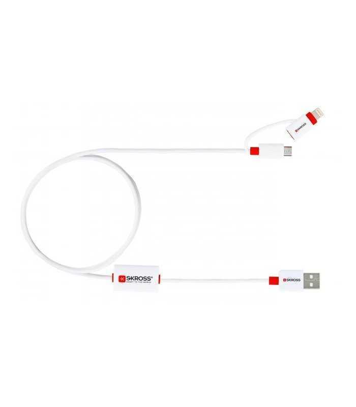 Cablu USB Skross Buzz Line A tata - micro USB A tata 1m alb