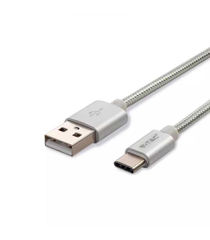 Cablu USB TYPE C 1m argintiu 2.4A PLATINUM EDITION V-Tac SKU-8492
