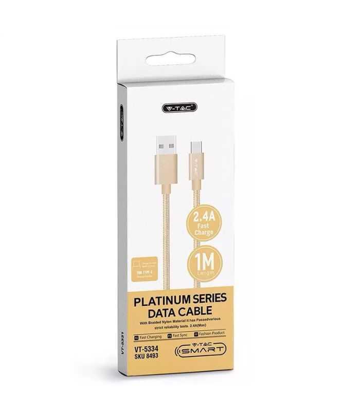 Cablu Usb Type C 1m Auriu 24a Platinum Edition V Tac Sku 8493