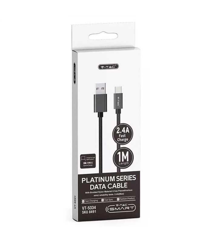 Cablu Usb Type C 1m Negru 24a Platinum Edition V Tac Sku 8491