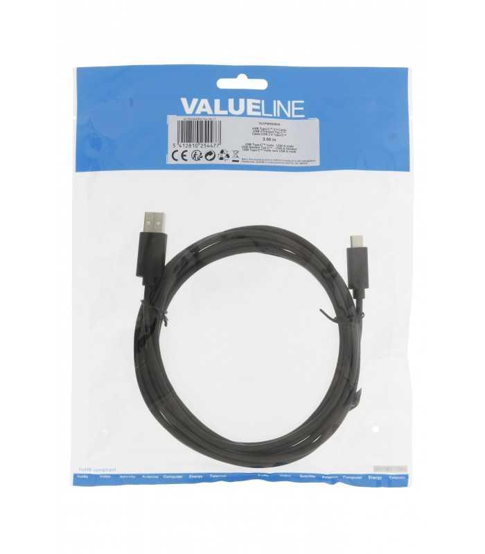 cablu usb type c 20 tata usb a tata 3m cupru negru valueline 2