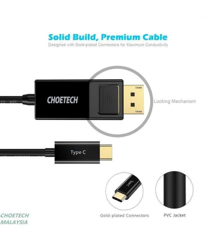 cablu usb type c displayport choetech xcp 1801 18m negru 3