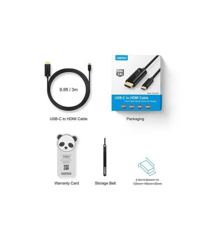 Cablu Usb Type C Hdmi 3m 4k30hz Choetech Xch 0030 Bk