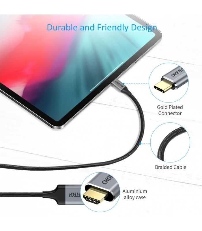 Cablu Usb Type C Hdmi 4k 60hz 2m Negru Choetech Ch0020 Bk