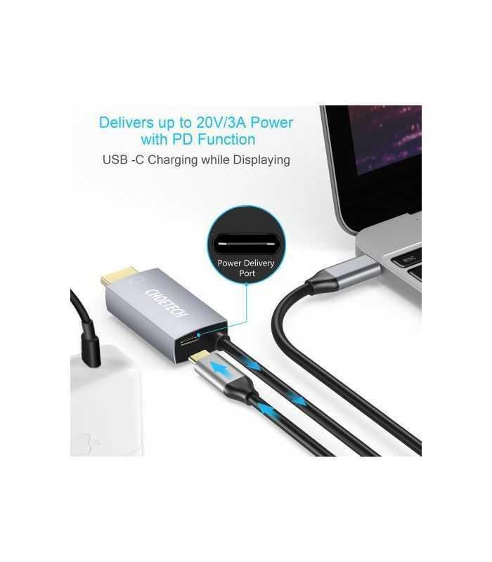 cablu usb type c hdmi choetech xch m180 pd 60w 18m negru 2