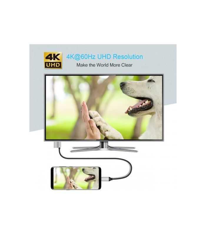 cablu usb type c hdmi choetech xch m180 pd 60w 18m negru 4