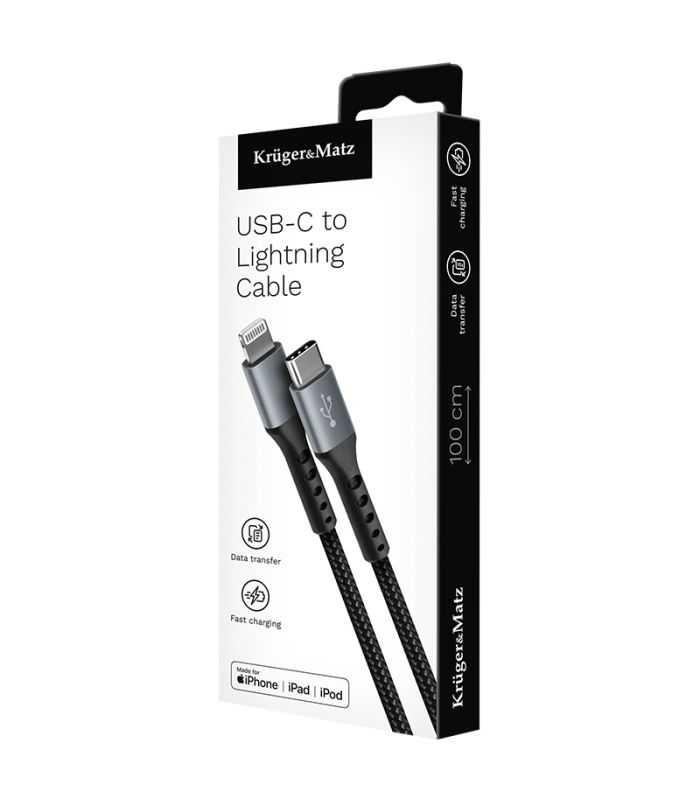 Cablu Usb Type C Lightning Certificat Mfi 1m 3a Bumbac Ofc Krugermatz