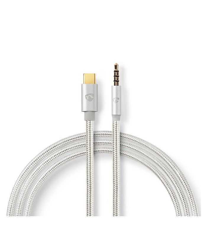 Cablu Usb Type C Tata Jack 35 Mm Tata 1m Aurit Argintiu Nedis