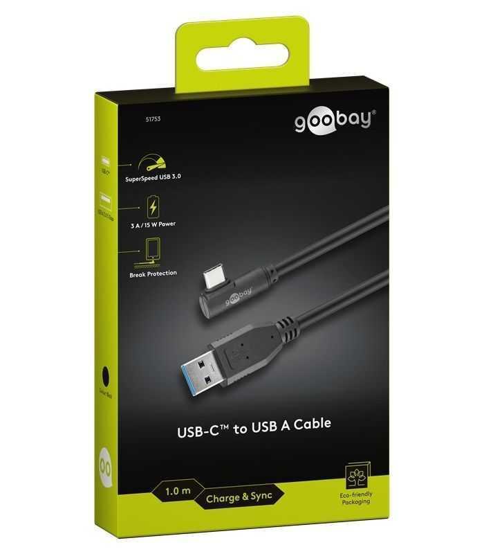 Cablu Usb Type C Tata La Usb A 30 Tata Unghi 90 Grade 1m 15w 5gbps Goobay