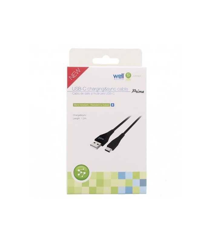 cablu usb type c tata usb 20 tata 12m negru rezistent la indoiri prime well 1