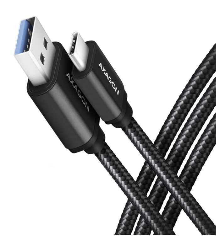 Cablu Usb Type C Usb A 2m Usb 32 Gen1 3a Impletit Negru Axagon Bucm3 Am20ab