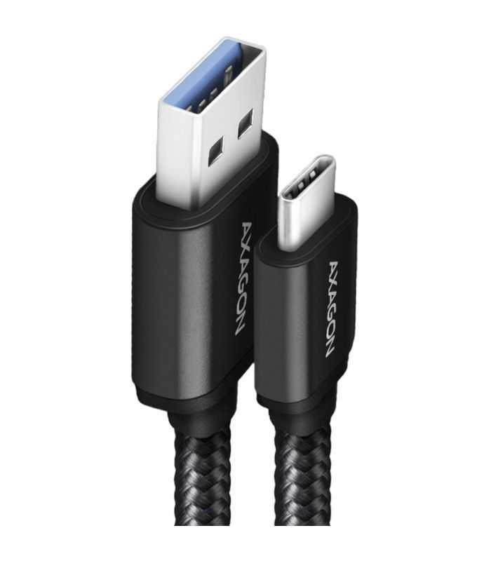Cablu USB type C - USB-A 2m USB 3.2 Gen1 3A impletit negru Axagon BUCM3-AM20AB