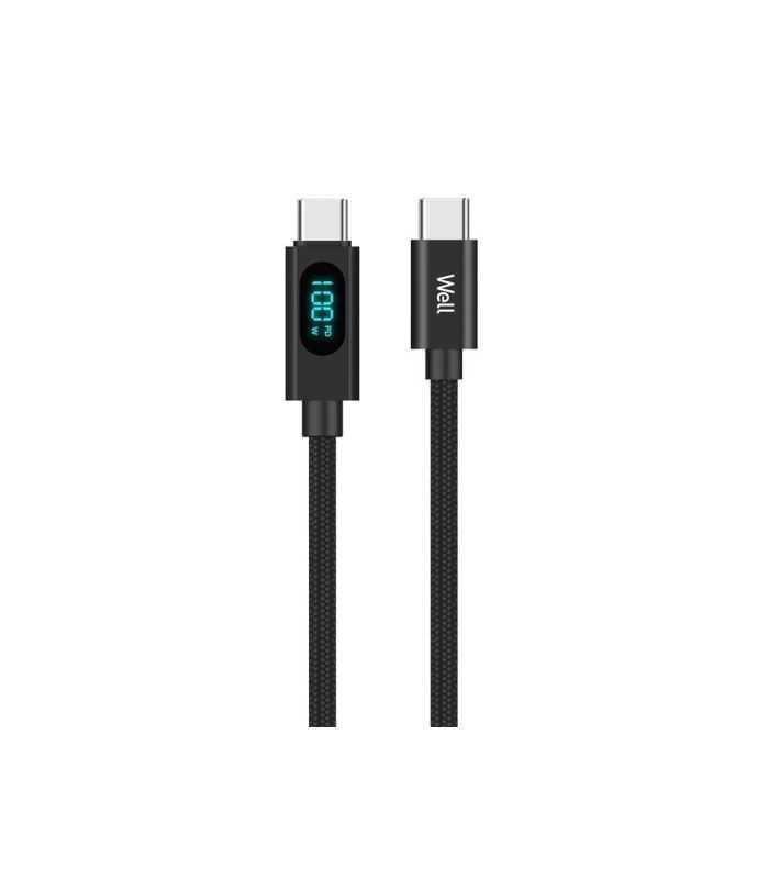 Cablu USB TYPE C - USB TYPE C 1m 20V/5A 100W negru afisaj incarcare Well