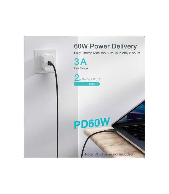 cablu usb type c usb type c choetech xcc 1003 pd 60w 12m negru 1