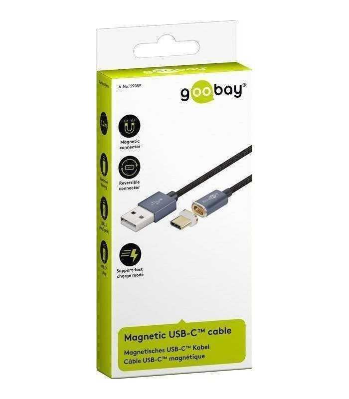 cablu usb20 cu mufa magnetica usb type c 12m negru goobay 1
