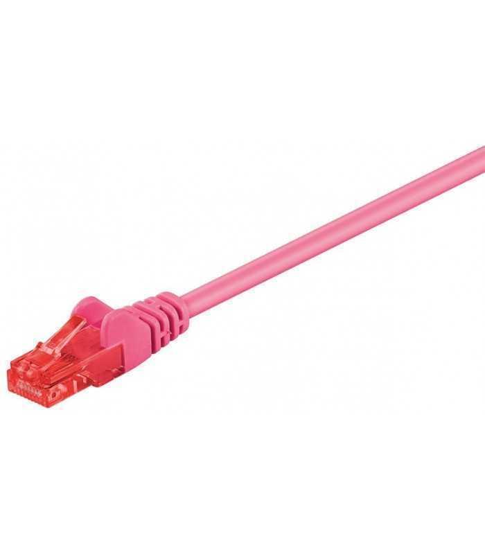 Cablu UTP Cat6 mufat 1m patch cord magenta Goobay