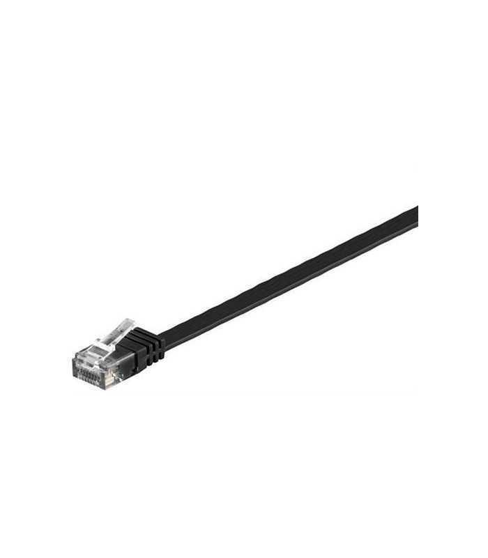 cablu utp cat6 plat mufat 05m negru patchcord cupru 2x rj45 goobay 1