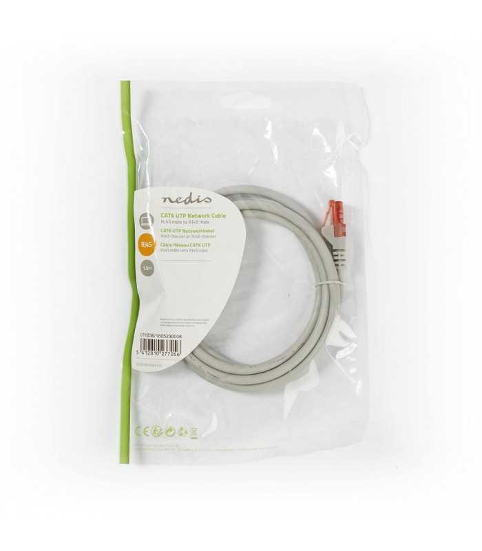 cablu utp cat6 rj45 tata rj45 tata 15m gri nedis 2