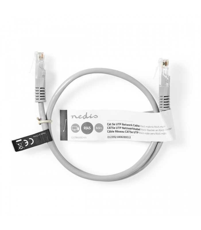 cablu utp nedis cat5e mufat 05m patch cord gri 2