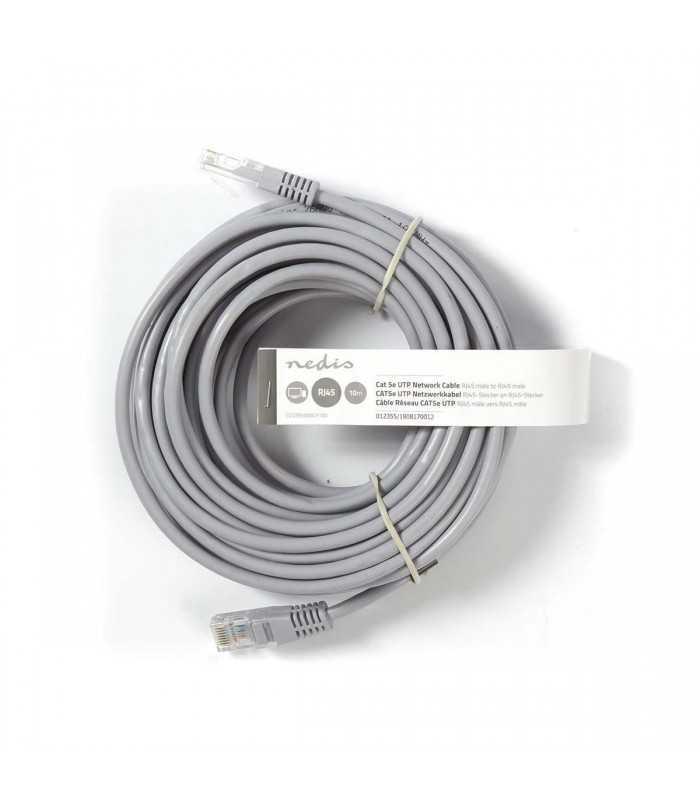 cablu utp nedis cat5e mufat 10m patch cord gri 2