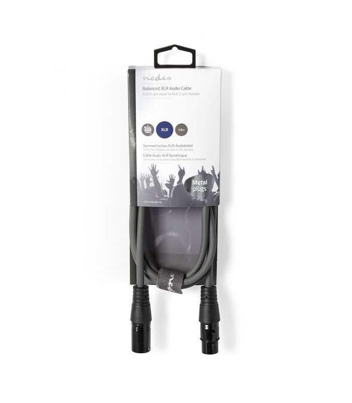 cablu xlr stereo nedis xlr 3pini tata xlr 3pini mama 15m gri 2