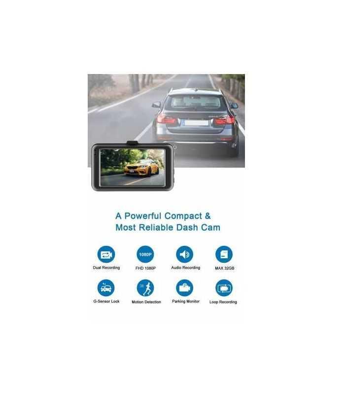 Camera Auto Well Trace 1080p Fhd 720p Ecran 3 Dvr Car Trace Wl
