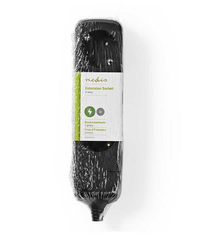cap prelungitor nedis 3 prize protectie contacte fara cablu negru 1