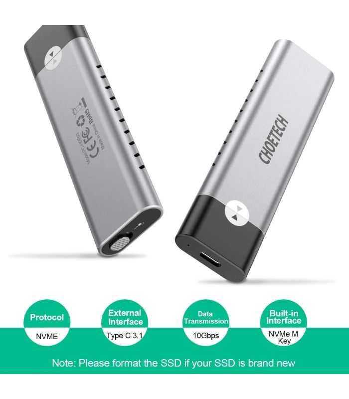 Carcasa Ssd M2 Nvme Pcie Usb Type C Choetech Pc Hde03