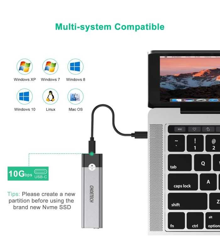 Carcasa Ssd M2 Nvme Pcie Usb Type C Choetech Pc Hde03