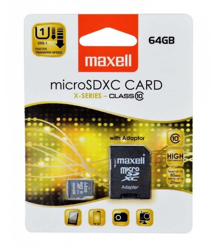 Card Maxell microSDXC 64GB clasa 10 + adaptor SD 83-P120010223-1