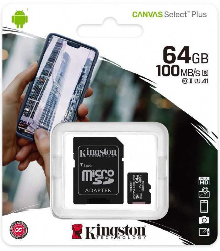 Card microSD Kingston 64GB Clasa 10 cu adaptor SD