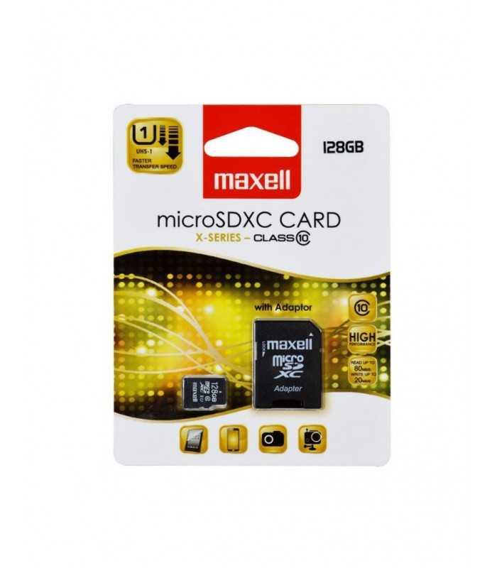 card microsdxc maxell uhs 1 secure digital 128gb cu adaptor sd clasa 10 citire 80mb s scriere 20mb s 1