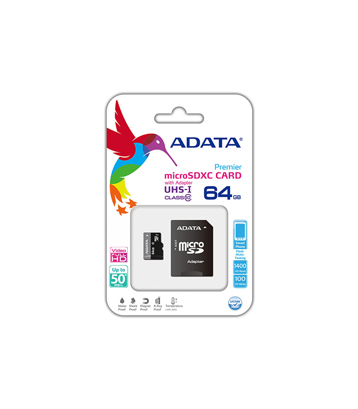 Card microSDXC UHS-I 64GB Clasa 10 video Full HD +adaptor SD ADATA