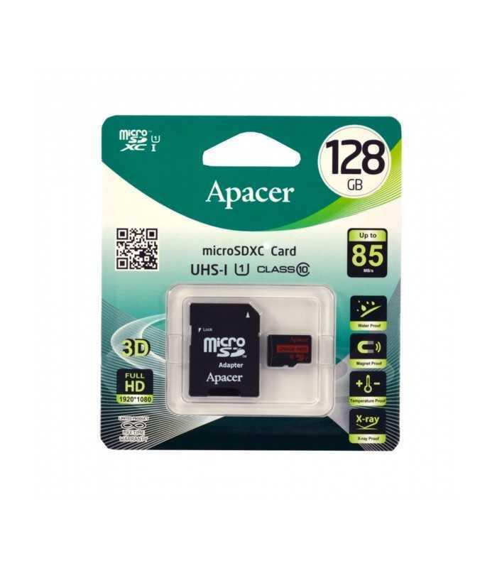 card microsdxc uhs i apacer 128gb r85 clasa10 cu adaptor sd citire 85mb s 3