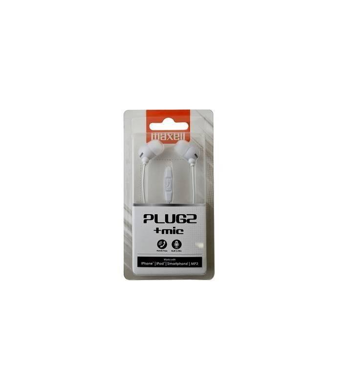 Casca in ureche cu Jack 3.5 mm alb cu microfon Plugz Maxell