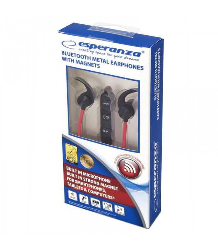 casti bluetooth cu magnet rosu esperanza 1