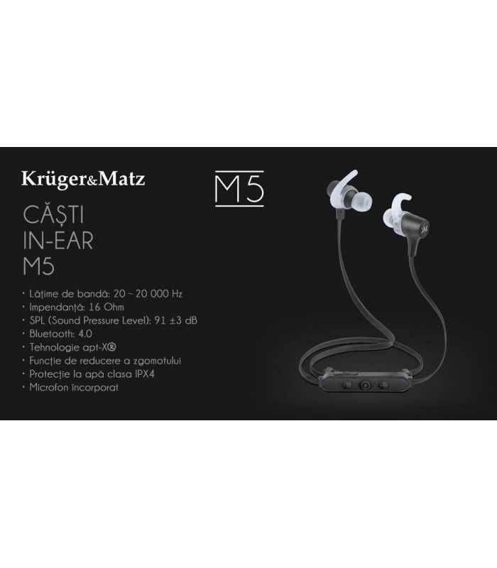 casti bluetooth ipx4 m5 negru krugermatz 3