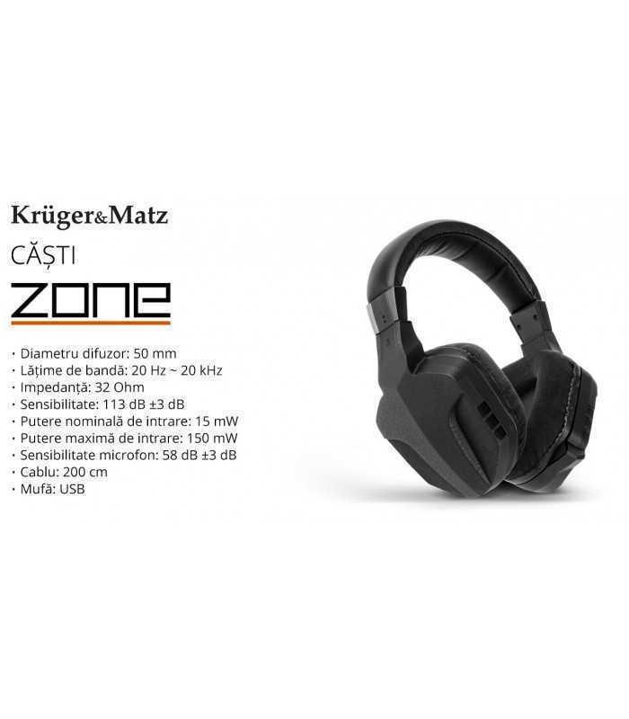 casti gaming zone krugermatz stereo cu fir 2m 3