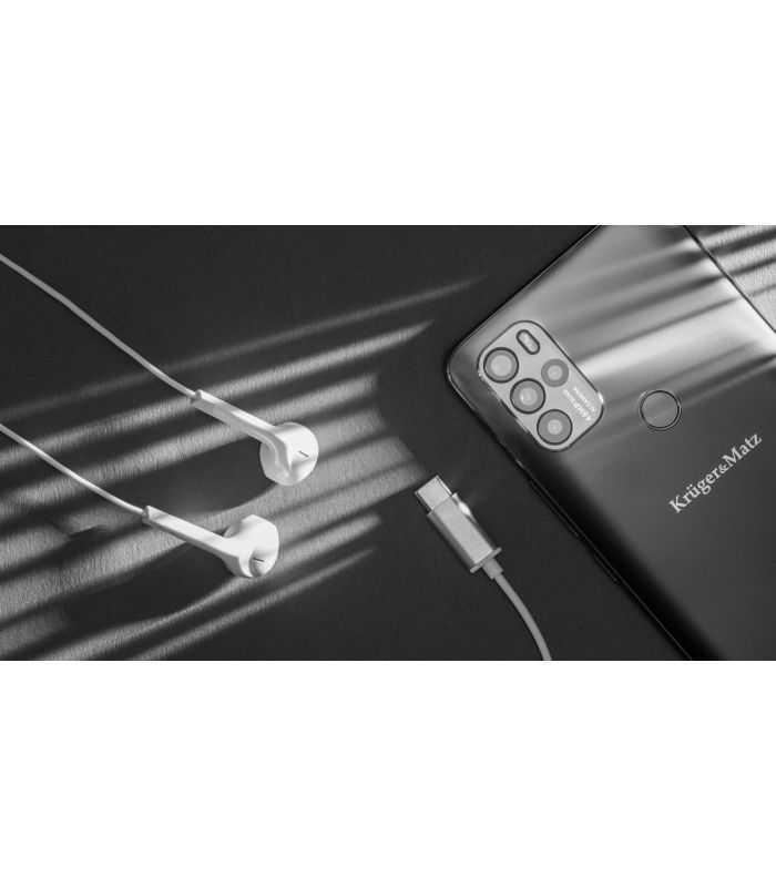 Casti In Ear Cu Microfon Krugermatz Kmpc2 W Albe Conector Usb Type C