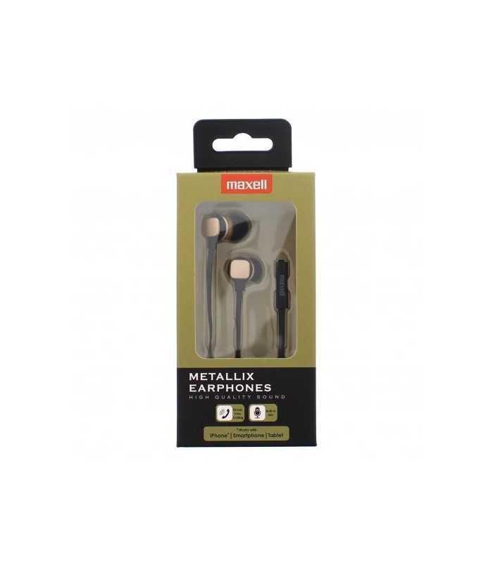 Casti Metallix Aurii Maxell cablu plat cu microfon