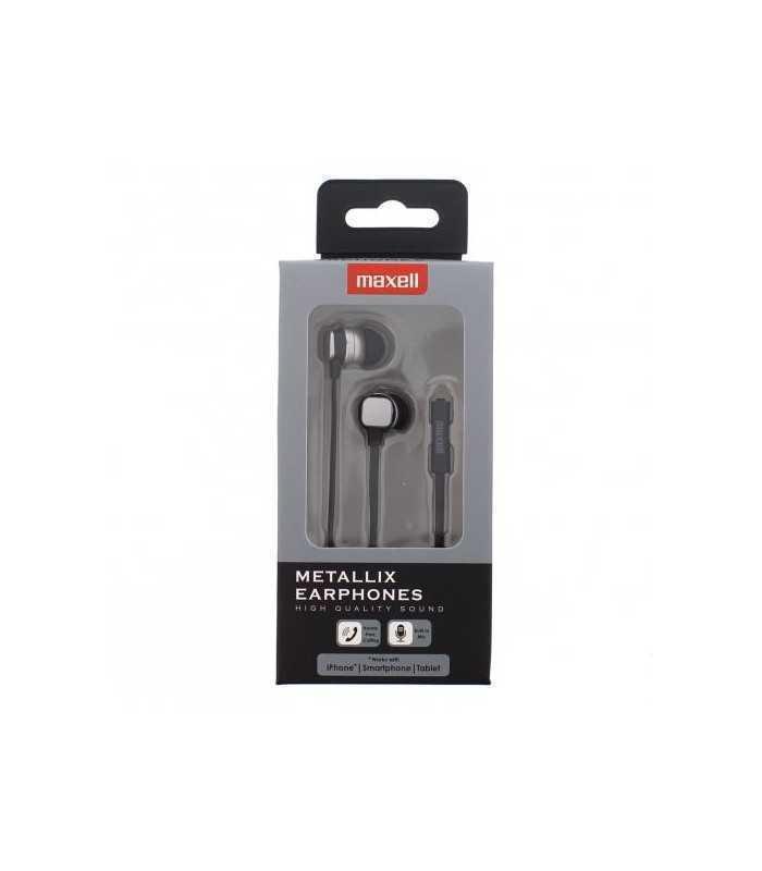 Casti Metallix gri Maxell cablu plat cu microfon
