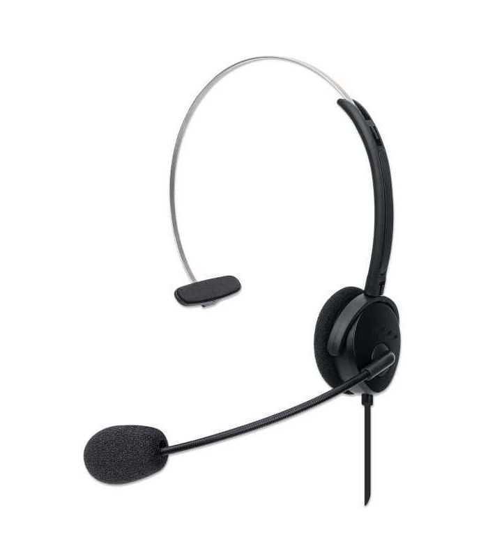 Casti mono On-Ear cu microfon USB control volum 1.5m 179867 Manhattan